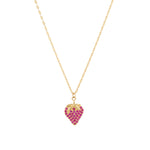 Strawberry Ruby Necklace 14k Yellow Gold, Ruby