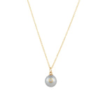 Bezel Diamond Pearl Necklace 14k Yellow Gold, Diamond, Grey Pearl