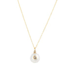 Bezel Diamond Pearl Necklace 14k Yellow Gold, Diamond, White Pearl