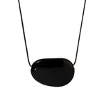 Julia Necklace Black Glass Bead, Black Waxed Cord