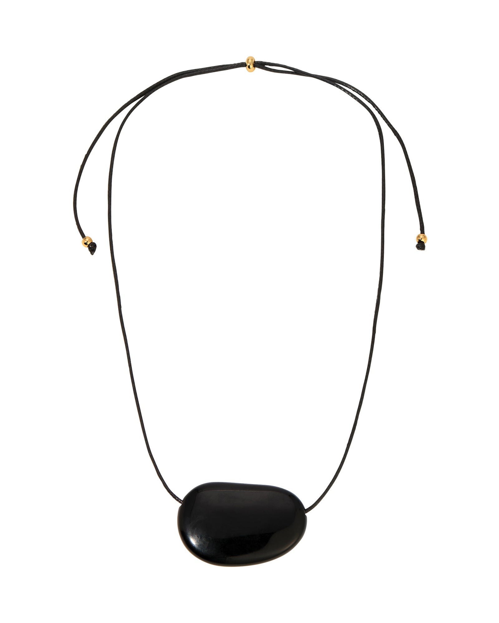 Julia Necklace Black Glass Bead, Black Waxed Cord