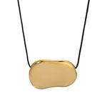 Julia Necklace Gold Glass Bead, Black Waxed Cord