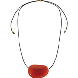 Julia Necklace Red Glass Bead, Black Waxed Cord