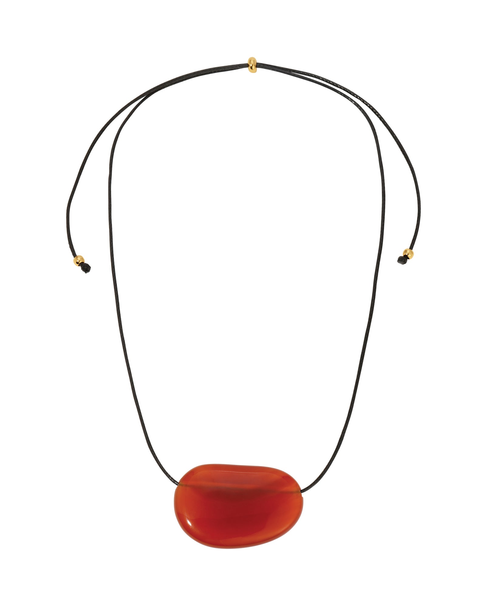 Julia Necklace Red Glass Bead, Black Waxed Cord