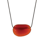 Julia Necklace Red Glass Bead, Black Waxed Cord