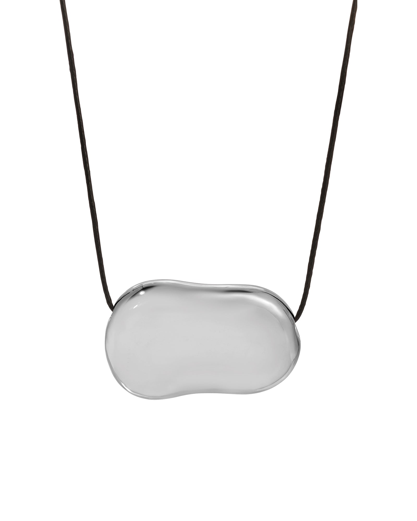 Julia Necklace Silver Plated, Black Waxed Cord