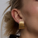 Ribbed Studs 18k Gold Plated