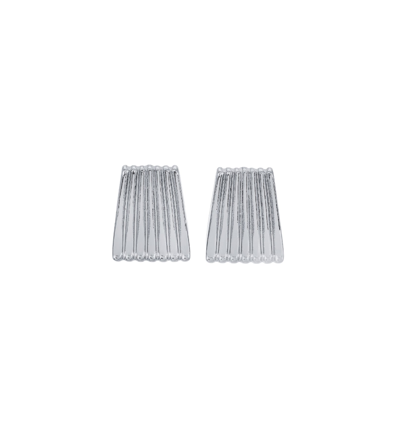 Ribbed Studs Silver Plated