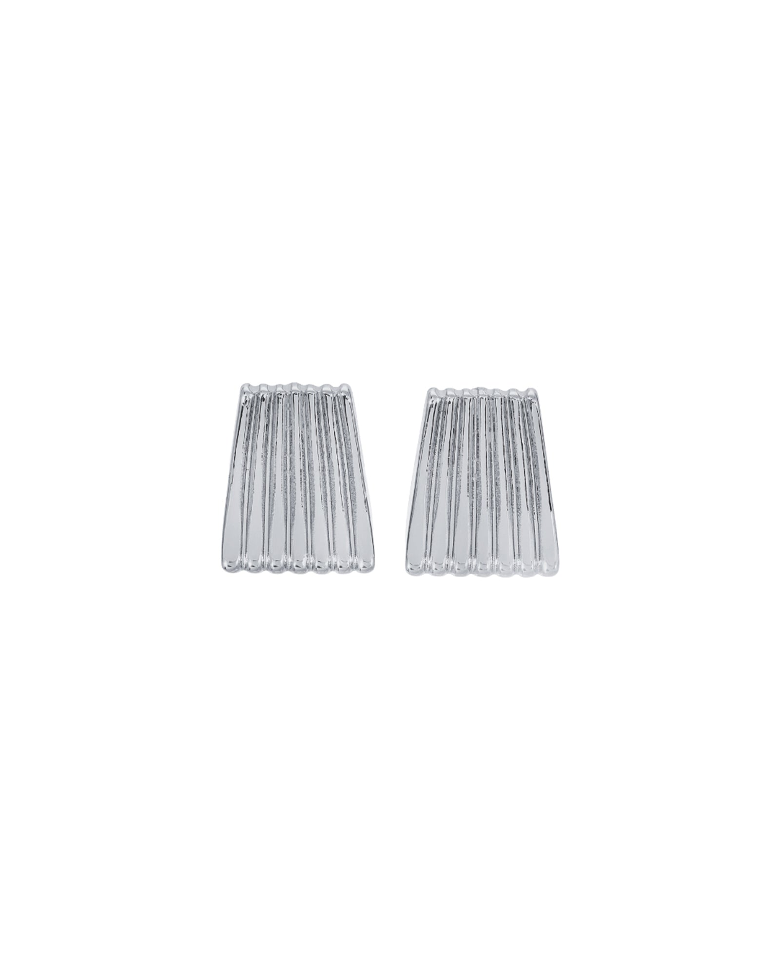 Ribbed Studs Silver Plated