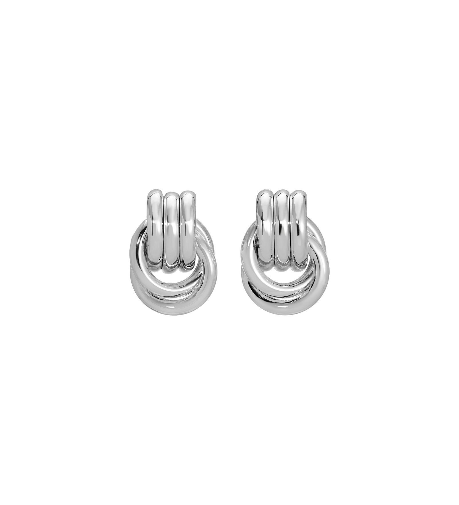 Double Knot Studs Silver Plated