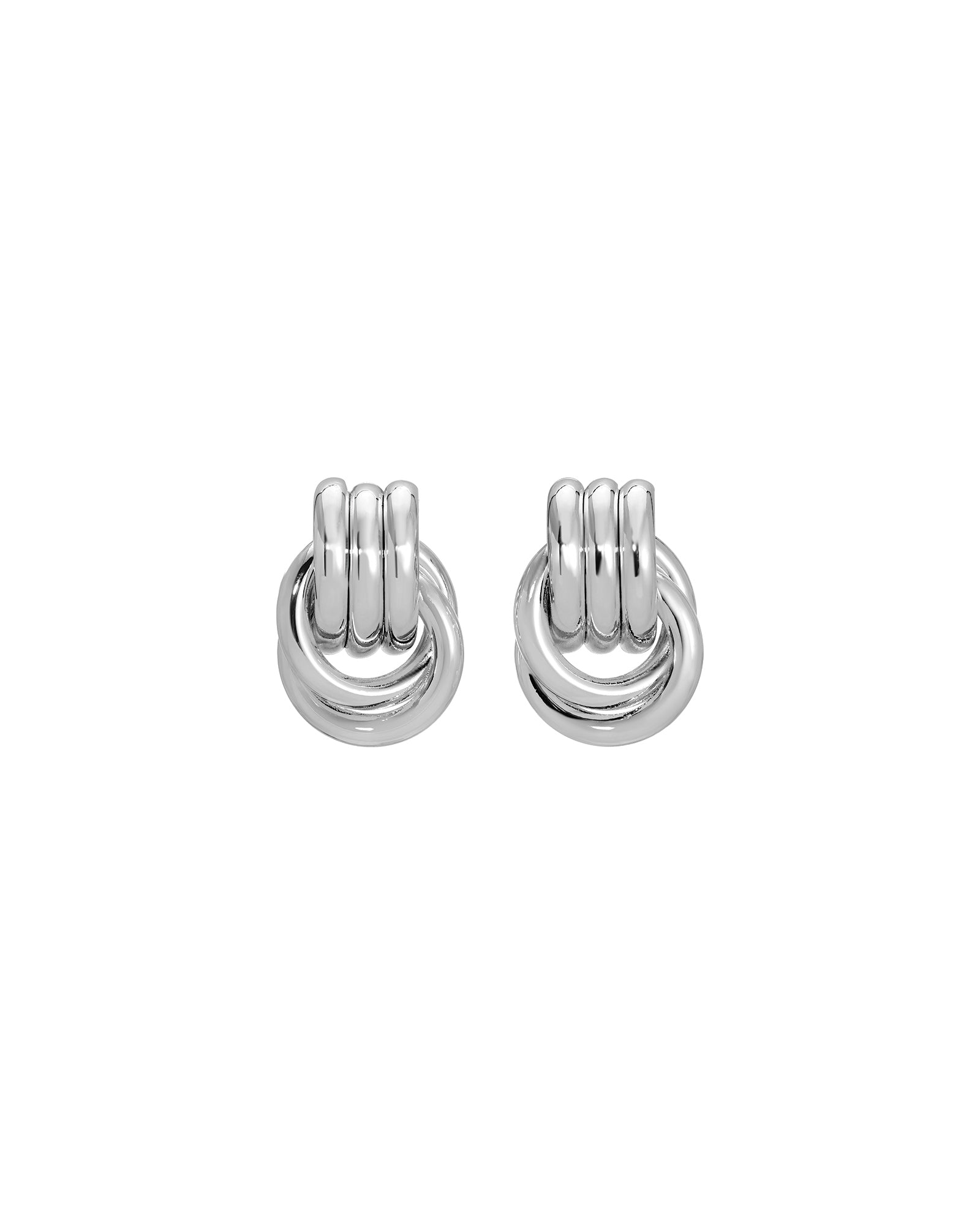 Double Knot Studs Silver Plated