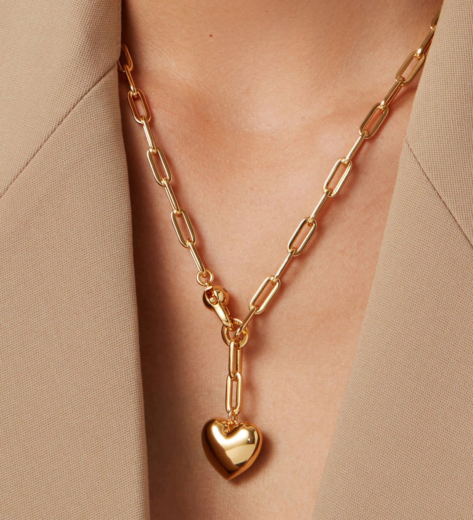 Puffy Heart Chain 14k Gold Plated