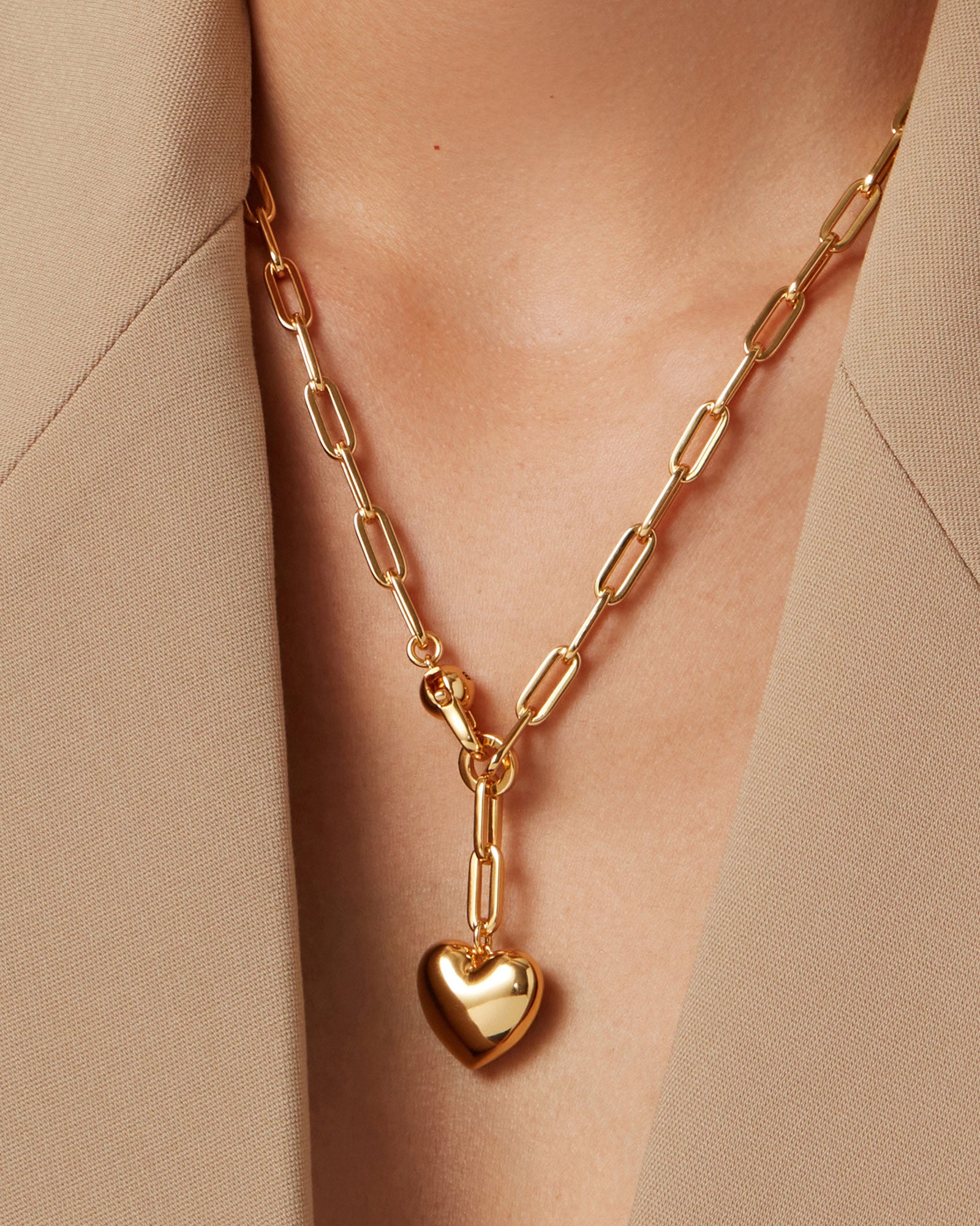 Puffy Heart Chain 14k Gold Plated