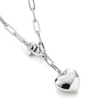 Puffy Heart Chain Silver Plated