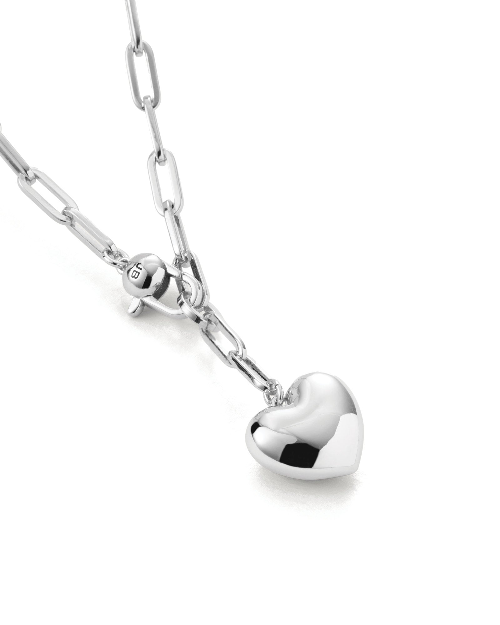 Puffy Heart Chain Silver Plated