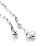 Puffy Heart Chain Silver Plated