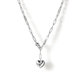 Puffy Heart Chain Silver Plated