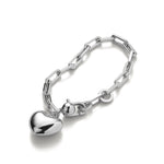 Puffy Heart Bracelet Silver Plated