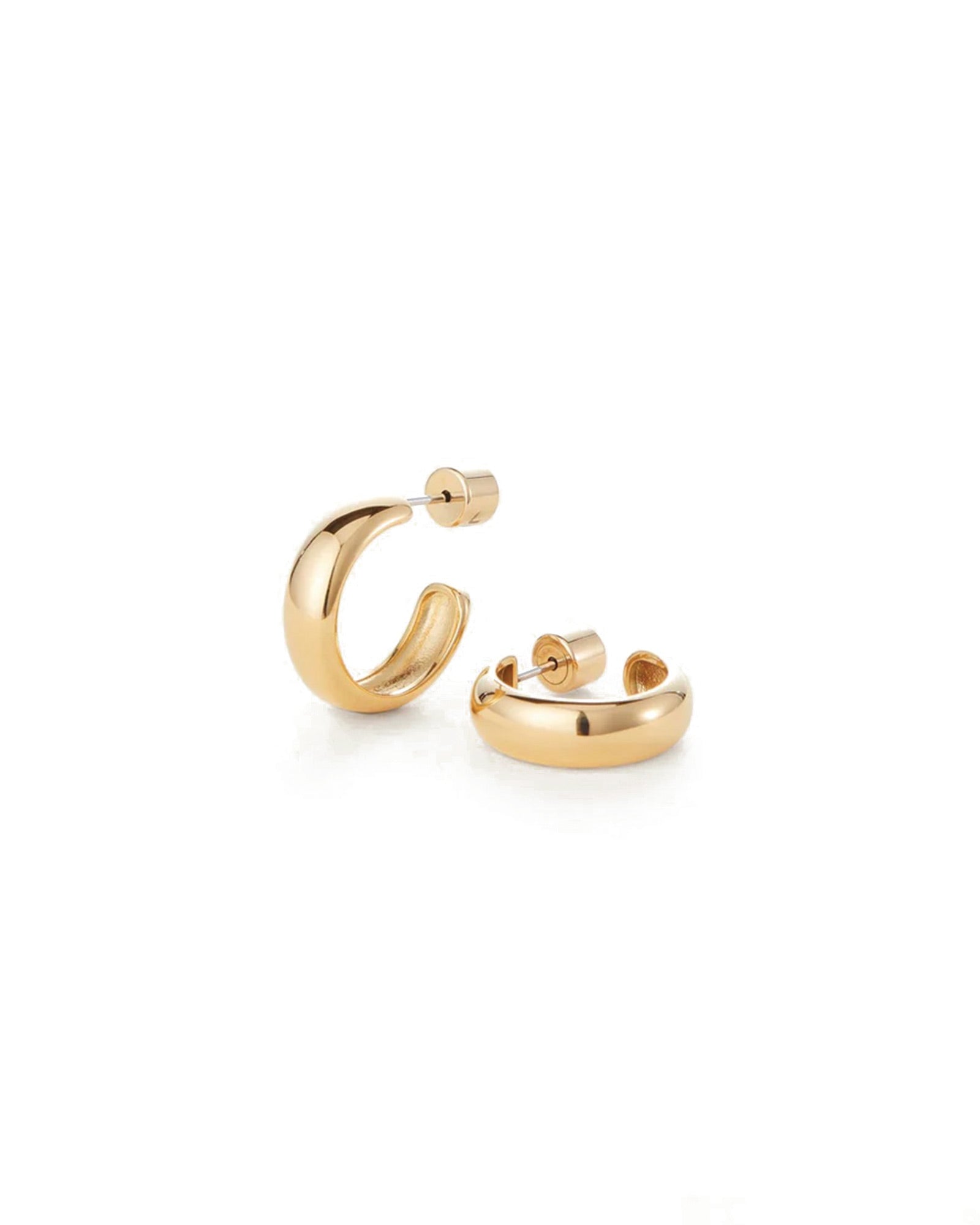 Staple Hoop Earrings - Small 14k Gold Ion Plated