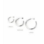 Staple Hoop Earrings - Small Rhodium Ion Plated