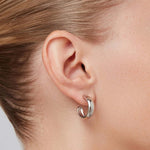 Staple Hoop Earrings - Small Rhodium Ion Plated