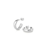 Staple Hoop Earrings - Small Rhodium Ion Plated