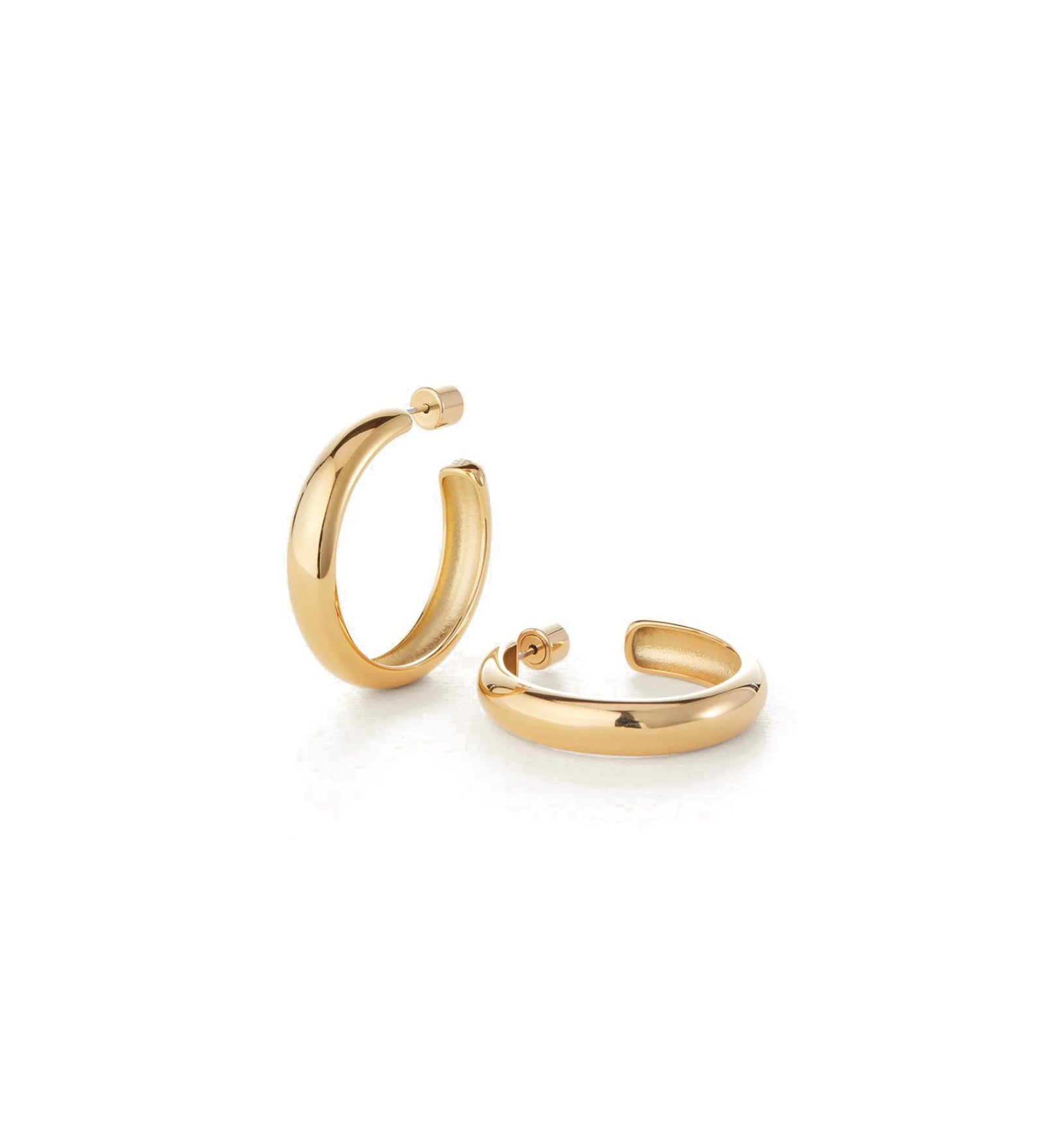 Staple Hoop Earrings - Large 14k Gold Ion Plated