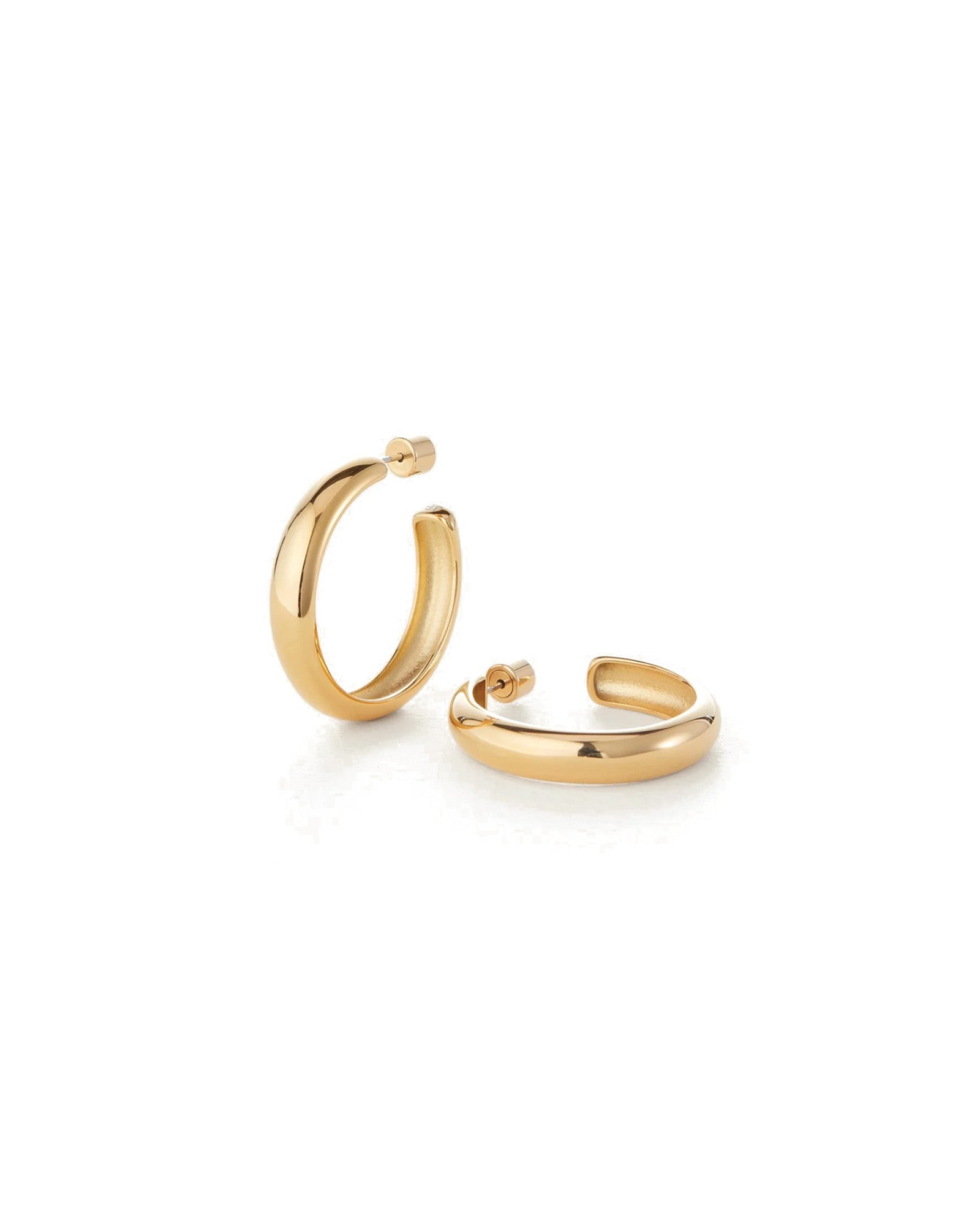 Staple Hoop Earrings - Large 14k Gold Ion Plated