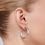 Staple Hoop Earrings - Large Rhodium Ion Plated