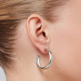 Staple Hoop Earrings - Large Rhodium Ion Plated