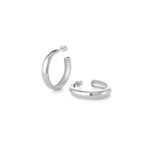 Staple Hoop Earrings - Large Rhodium Ion Plated