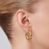 Staple Hoop Earrings - Medium 14k Gold Ion Plated