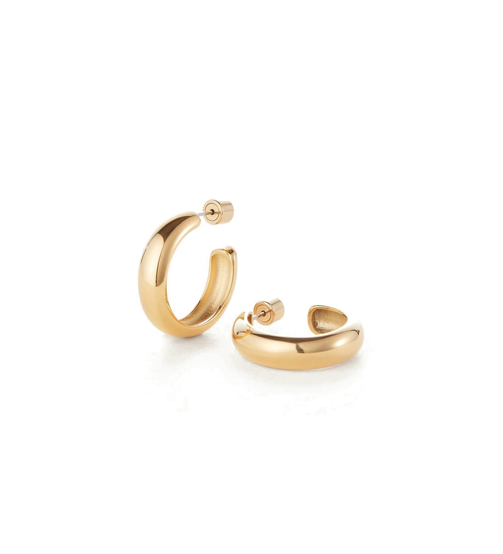 Staple Hoop Earrings - Medium 14k Gold Ion Plated