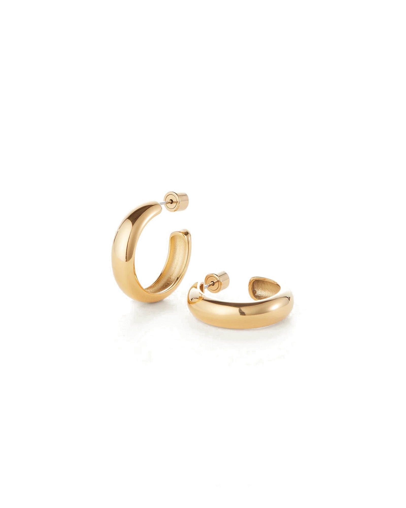 Staple Hoop Earrings - Medium 14k Gold Ion Plated