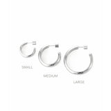 Staple Hoop Earrings - Medium Rhodium Ion Plated