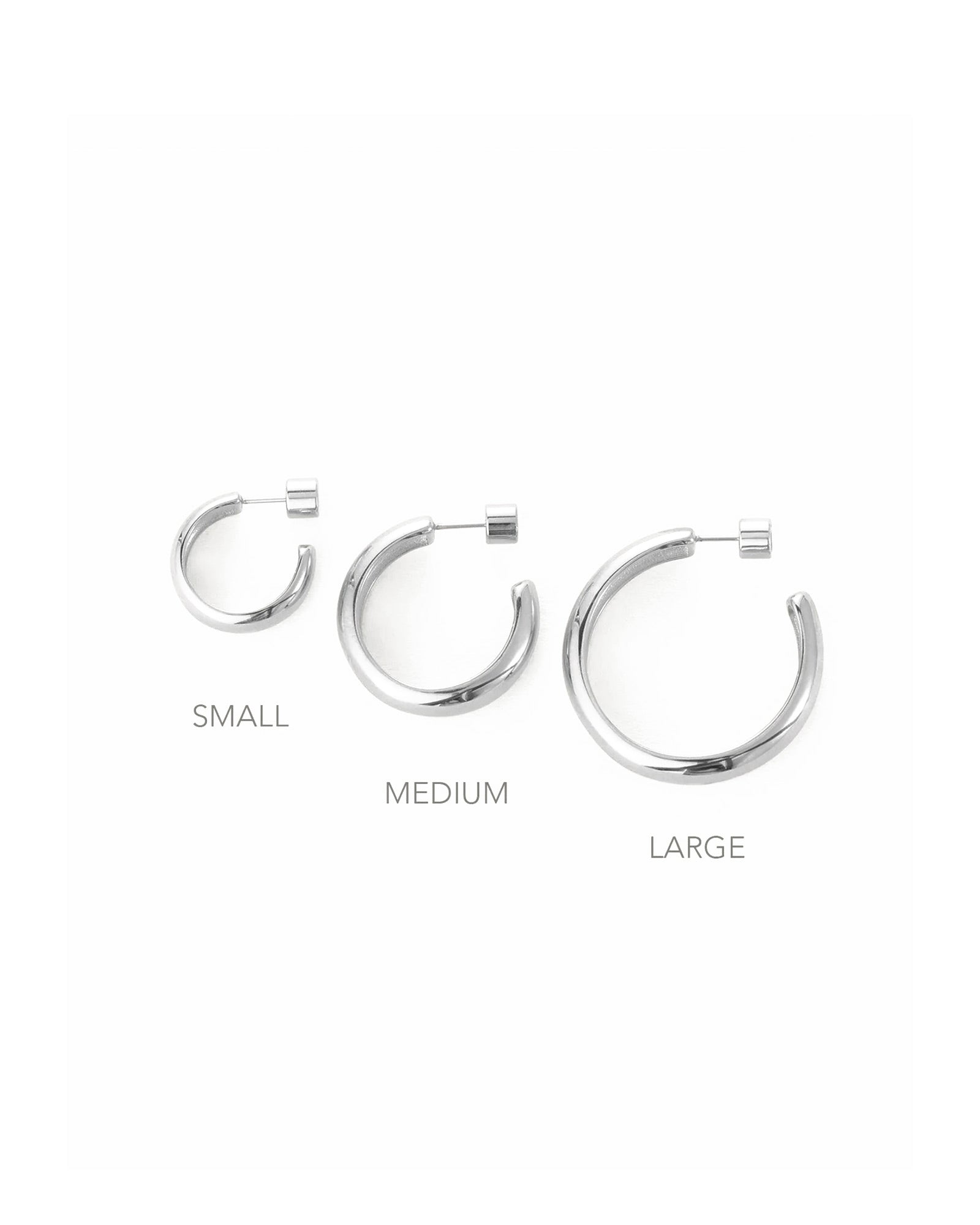 Staple Hoop Earrings - Medium Rhodium Ion Plated