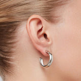 Staple Hoop Earrings - Medium Rhodium Ion Plated