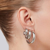 Staple Hoop Earrings - Medium Rhodium Ion Plated