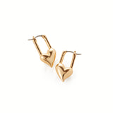 Padlock Heart Earrings 14k Gold Plated