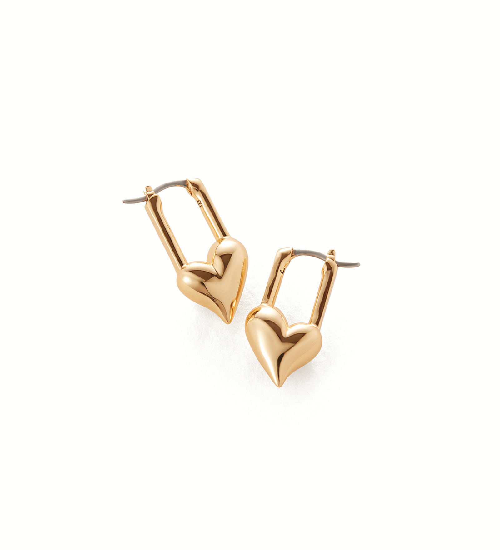 Padlock Heart Earrings 14k Gold Plated