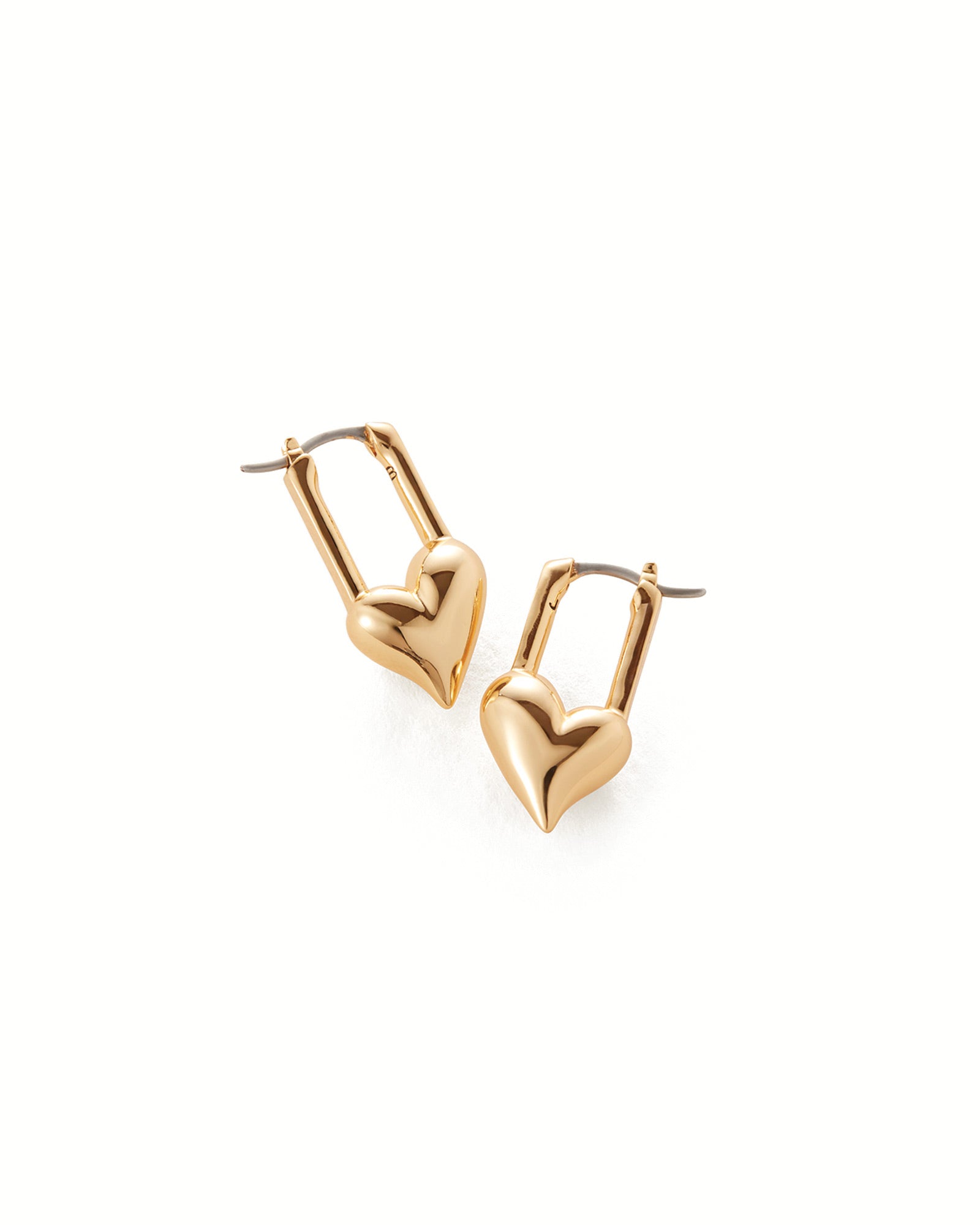 Padlock Heart Earrings 14k Gold Plated