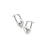 Padlock Heart Earrings Silver Plated