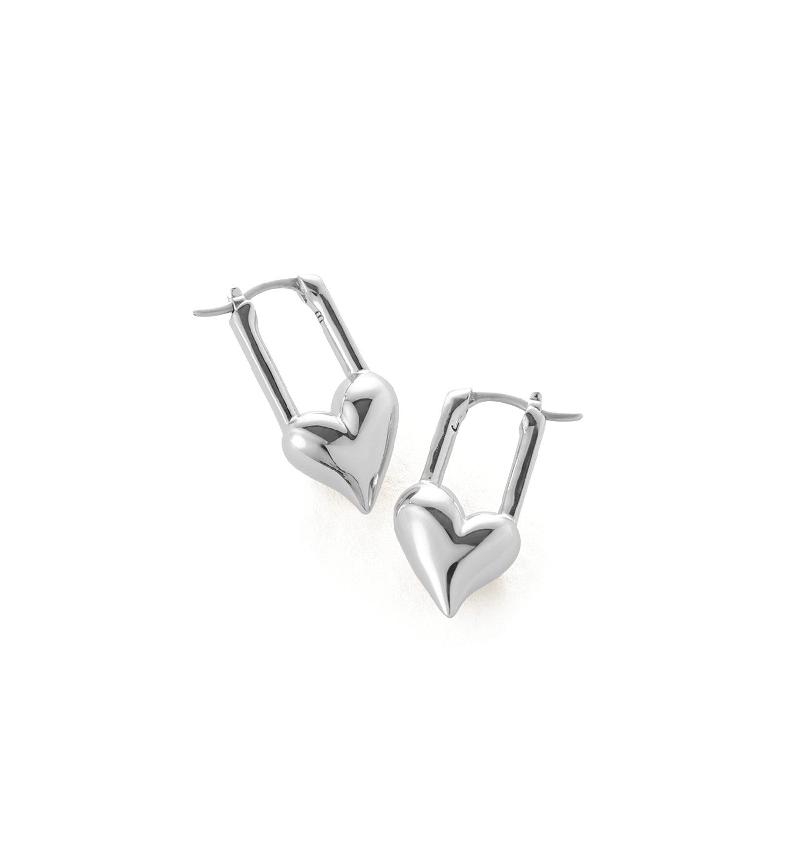 Padlock Heart Earrings Silver Plated