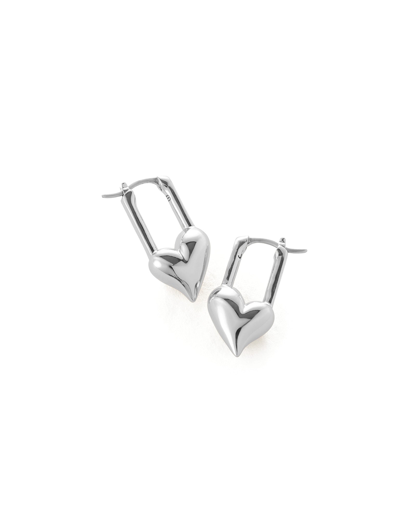 Padlock Heart Earrings Silver Plated