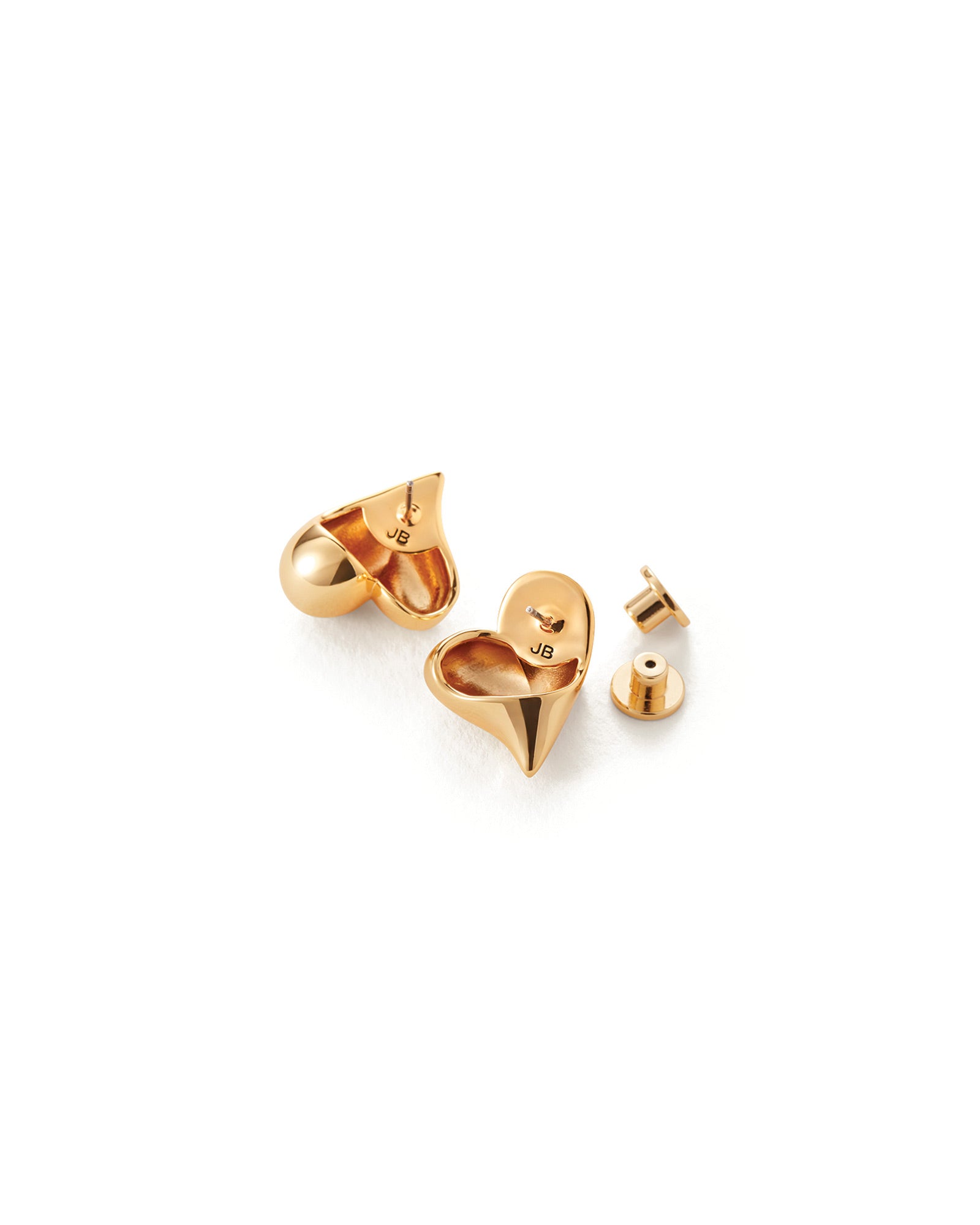 Art Heart Button Earrings 14k Gold Plated