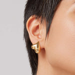 Art Heart Button Earrings 14k Gold Plated