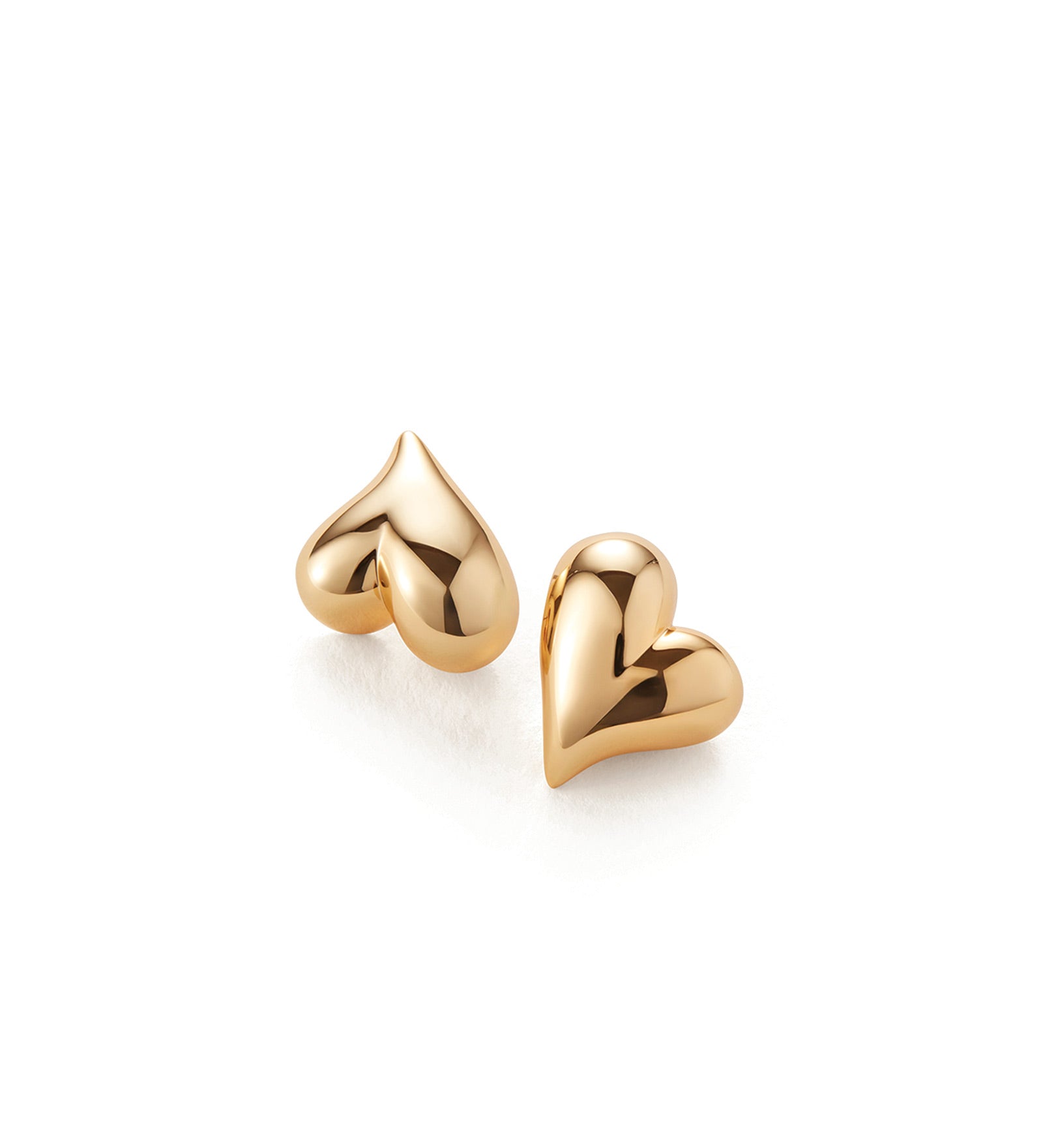 Art Heart Button Earrings 14k Gold Plated