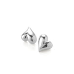 Art Heart Button Earrings Silver Plated