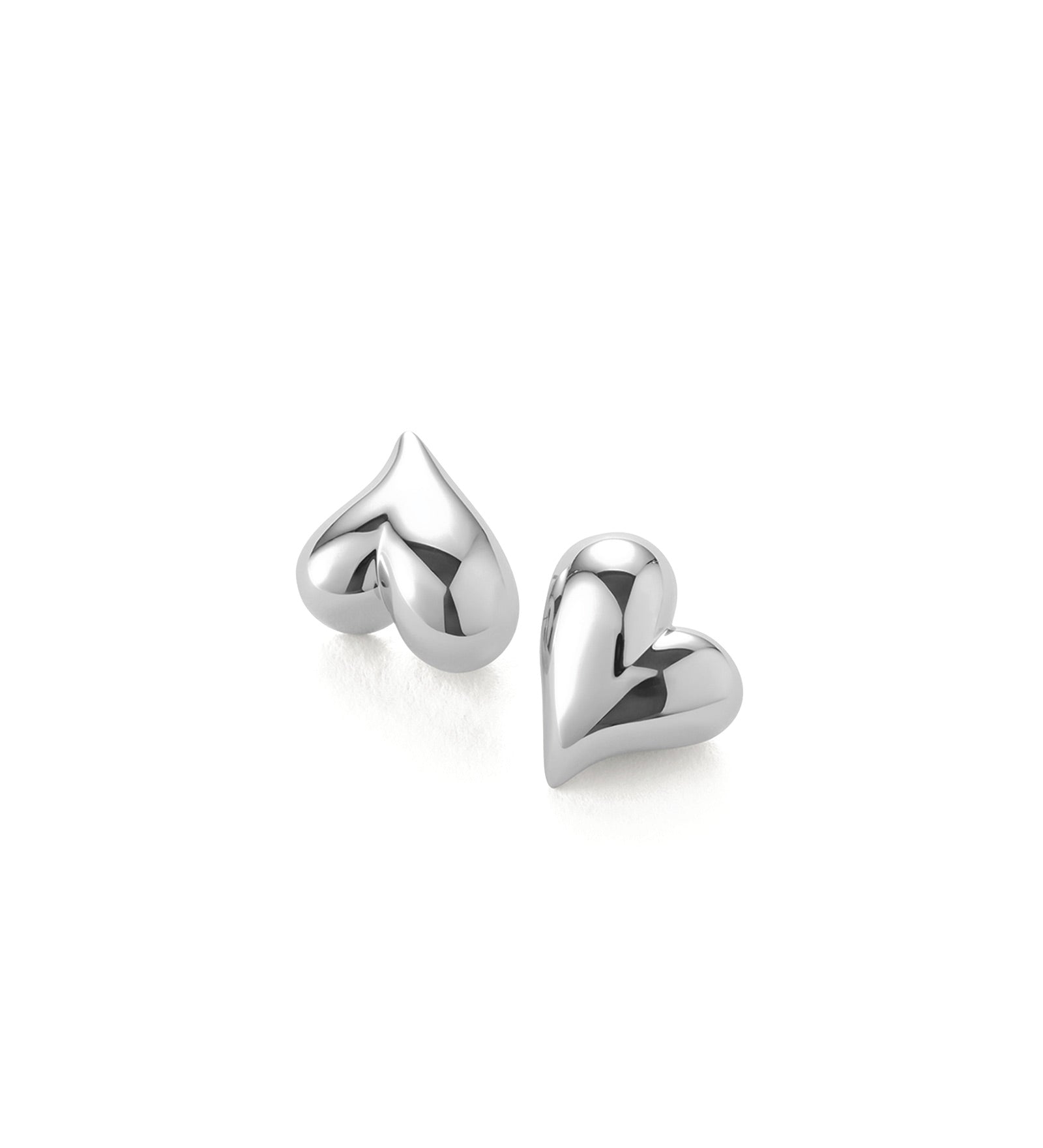 Art Heart Button Earrings Silver Plated