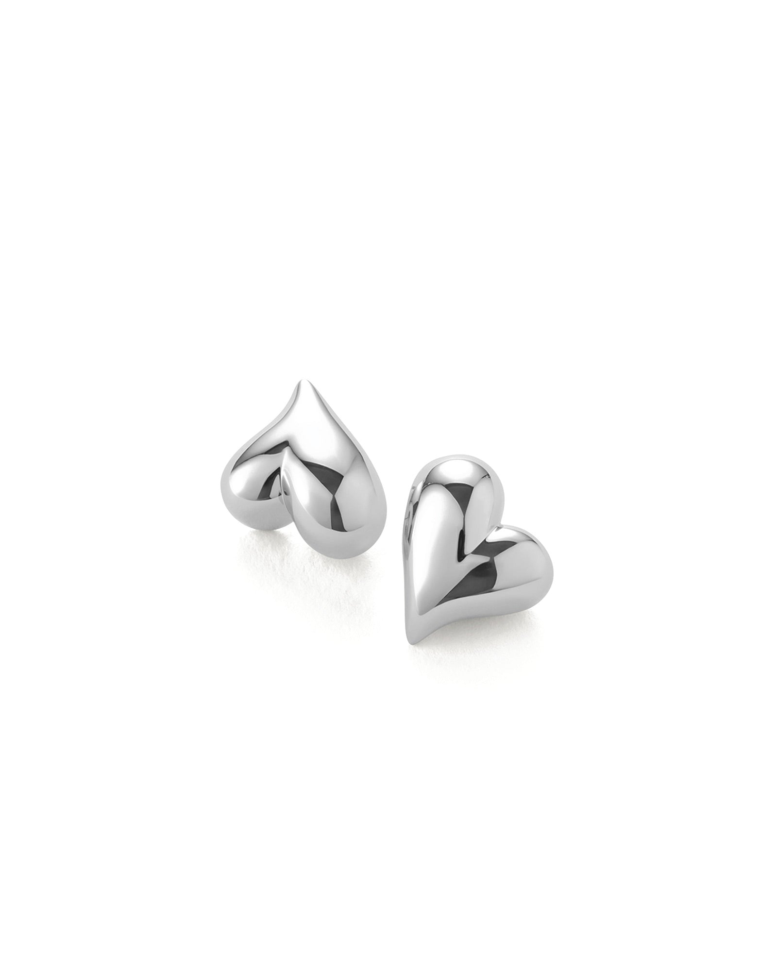 Art Heart Button Earrings Silver Plated